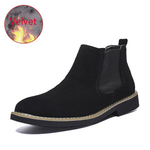 Fashion Tide Boots Men Big Size Mens Shoes Casual Pointed Toe Chelsea Boots Men Genuine Leather Suede Slip on Great Design