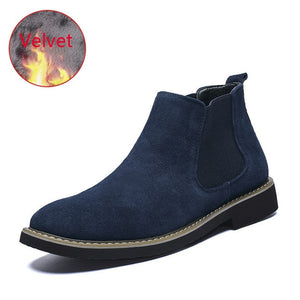 Fashion Tide Boots Men Big Size Mens Shoes Casual Pointed Toe Chelsea Boots Men Genuine Leather Suede Slip on Great Design