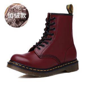 Coturno Men Martin Leather shoes High Top Fashion Winter Warm Snow shoes Dr. Motorcycle Ankle Boots Couple Unisex Doc boots
