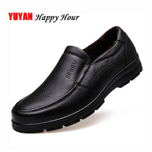Load image into Gallery viewer, Genuine Leather Shoes Men Winter Shoes Brand Footwear Warm Shoes Plush Mens Casual Shoes Male High Quality Cowhide Loafers KA444