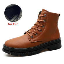 Load image into Gallery viewer, DEKABR Ankle Boots Men Leather Winter Boots Waterproof Fashion Motorcycle Boots Classic Britain Style Male Work Safty Shoes