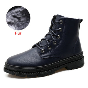 DEKABR Ankle Boots Men Leather Winter Boots Waterproof Fashion Motorcycle Boots Classic Britain Style Male Work Safty Shoes