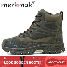 Load image into Gallery viewer, Merkmak 2019 New Winter Men Boots Ankle Rubber Military Combat Boots Men Sneakers Casual Shoes Outdoor Work Safety Boots Man