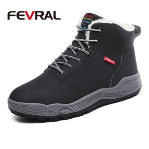 FEVRAL Warm Short Plush Men's Winter Casual Shoes Thick Bottom Waterproof Ankle Boots Men Soft Comfortable Classic Snow Boots