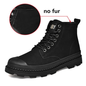 Warm Winter Men Boots Genuine Leather Ankle Boots Men Winter Work Shoes Men Military Army Fur Snow Boots for Men Botas BTMOTTZ