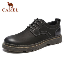 Load image into Gallery viewer, CAMEL Men&#39;s Shoes Autumn Casual Low-cut Workwear Scrub Genuine Leather Flexible Matte Cowhide Man Footwear Non-slip Male Boots