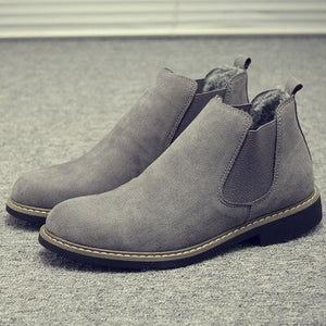 Winter Mens Shoes Casual High Ankle Chaussure Homme British Fashion Boots Men Slip on Pu Leather Chelsea Boots Gentlemen