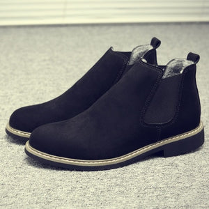 Winter Mens Shoes Casual High Ankle Chaussure Homme British Fashion Boots Men Slip on Pu Leather Chelsea Boots Gentlemen