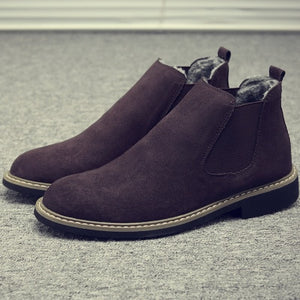 Winter Mens Shoes Casual High Ankle Chaussure Homme British Fashion Boots Men Slip on Pu Leather Chelsea Boots Gentlemen