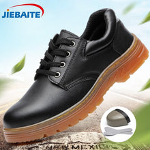 Load image into Gallery viewer, Men Safety Work Shoes Construction Shoes Steel Toe Work Boots Comfortable Indestructible Leather Shoes Puncture Proof