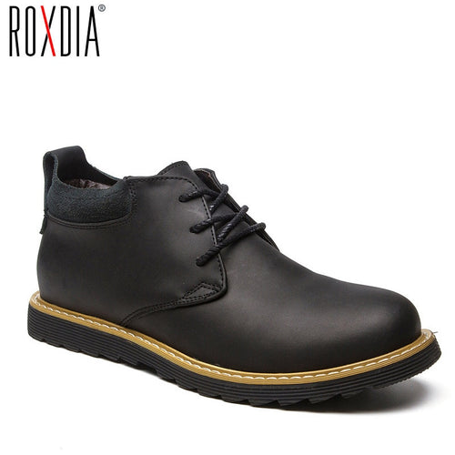 ROXDIA fashion leather autumn men boots snow winter warm mens ankle boot waterproof for male shoes 39-44 RXM058